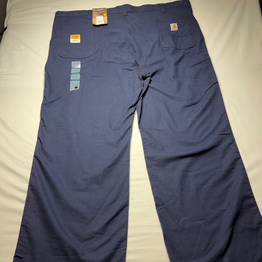 Carhartt Mens Rugged Flex Dungaree Pants Navy Blue Relaxed Fit Work  50x32 New